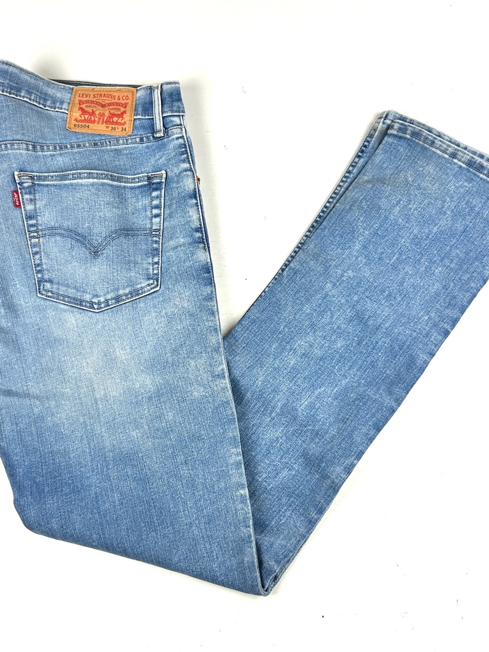 Levi's 65504 Skinny Straight Jeans Men's 36 x 34 Blue Denim Fade Stretch